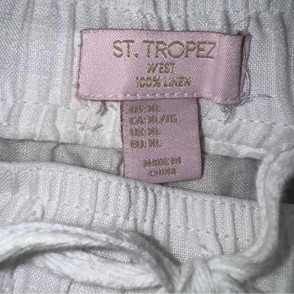 St Tropez West 100% Linen White Wide Leg Pants XL Coastal Grandma Resort capsule - Picture 7 of 8
